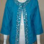 Joni B. Blue Embellished Lightweight Loose Blazer Cardigan Size MED