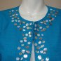 Joni B. Blue Embellished Lightweight Loose Blazer Cardigan Size MED