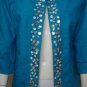 Joni B. Blue Embellished Lightweight Loose Blazer Cardigan Size MED