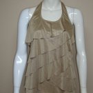 Cache Gold Ruffle Halter Top Women's Size M