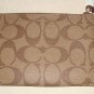 Coach Logo Corner Zip Wristlet With Metallic Color Block Khaki/Cherry  Brand NEW