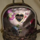 Betsey Johnson Metallic multicolor floral roses & cut out hearts Small backpack