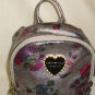 Betsey Johnson Metallic multicolor floral roses & cut out hearts Small backpack