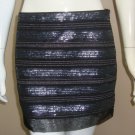 EXPRESS Black & Silver Sequin Elastic Waist Mini Skirt Size 2
