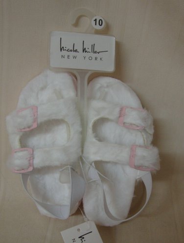 Nicole Miller  White Faux Fur Sandals TODDLER  Size US 10 NEW