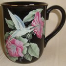 Otagiri Japan Creative Collection Black  Hummingbird & Flower Gold Trim Mug Cup
