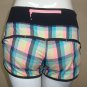 Lululemon Run Speed Shorts PLAID Pink Blue Yellow Size 2 with Zippered Pocket