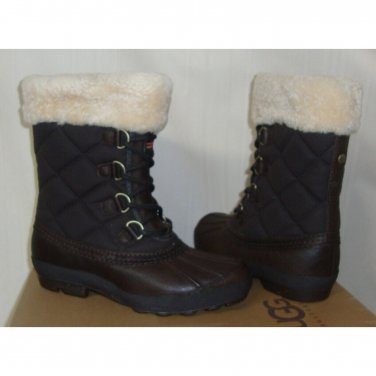UGG Australia NEWBERRY Brown Waterproof Snow Quilted Boots Size 6 NEW #3224