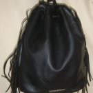 Victoria's Secret Black Faux Leather Fashion Show Fringe Backpack Bag