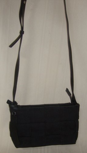 Lucky Brand Anae Black Woven Denim Crossbody Bag with Leather Strap & Charm