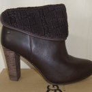 UGG Australia Dandylion Tres Brown Leather Knit Ankle Boots Size 8 NIB 1008755