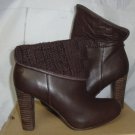 UGG Australia Dandylion Tres Brown Leather Knit Ankle Boots Size 6 NIB #1008755