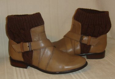 SPLENDID Tan Leather Cable Knit Toronto Ankle Boots Bootie Size 6.5 , No Box