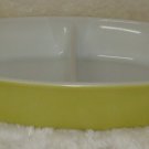 Pyrex Yellow 1 Quart Split Divided Casserole Dish Made in USA Vintage NO LID