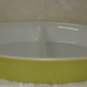 Pyrex Yellow 1 Quart Split Divided Casserole Dish Made in USA Vintage NO LID