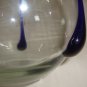 Poschinger Clear With Cobalt Tri-Tadpoles Hand Blown Glass Vase , Vintage