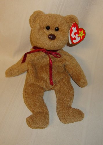 Ty Beanie Babies Curly The Bear Plush  Brown Nose & Black Eyes With tag error