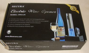 Secura Electric Wine Opener SWO-3N w/ Opener Foil Cutter & Rechargeable Base
