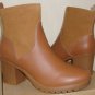 Soludos Dani Saddle Shearling Platform Stacked Heel Ankle Boots Size US 8.5 NEW