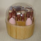 Bamboo Rotating Carousel + 17 Brushes + 4 Make up Blenders NEW 23 Pieces