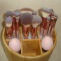 Bamboo Rotating Carousel + 17 Brushes + 4 Make up Blenders NEW 23 Pieces