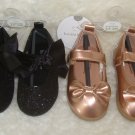 Koala Baby Rose & Black Sparkle Bow Shoes Infant Baby Size 4 NEW 2 PAIRS