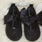 Koala Baby Rose & Black Sparkle Bow Shoes Infant Baby Size 4 NEW 2 PAIRS
