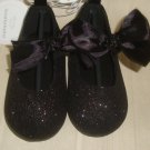 Koala Baby Black Sparkle Glitter W Bow Flat Shoes Baby Size 5 NEW Elegant & Cute