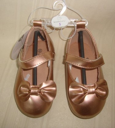 Koala Baby Rose Gold Mary Jane Dress Shoes Bow Infant Baby Size 5 NEW Super Cute