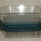 Pyrex Clear Glass Pyrex 222-R & 222 With Lid 2 qt Lot of 2 Baking Dish Vintage