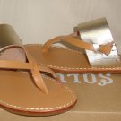 Soludos Slotted Thong Sandal  Platinum & Tan Leather Women's Size US 7 NEW