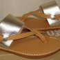 Soludos Slotted Thong Sandal  Platinum & Tan Leather Women's Size US 7 NEW