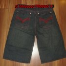 NBN GEAR Jean Shorts Embroidered Pockets Baggy Size 36 with Belt. NWT