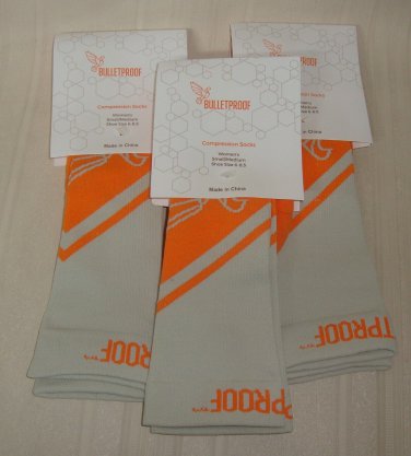 Compression Socks Orange & Nude women's Small / Med By BULLETPROOF 3 Pairs NEW