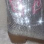 Cowboy Boots LITTLE KIDS Size US 9 Silver Pink detail Sparkle Glitter By Pawz
