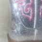 Cowboy Boots LITTLE KIDS Size US 9 Silver Pink detail Sparkle Glitter By Pawz