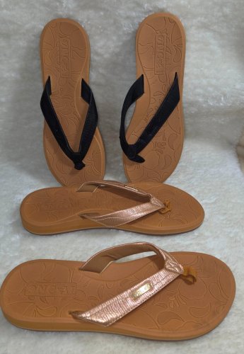 ONCAI Flip Flops  Metallic & Black Sandals Women Size US 11 NEW Lot of 2 PAIRS