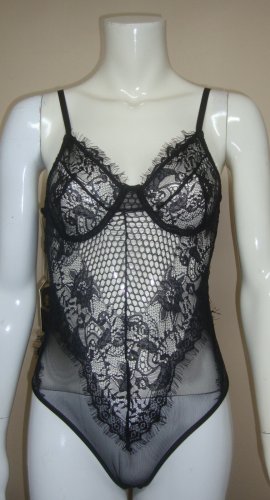 ITOO Fashion Black Mesh Lace Bodysuit Women's Size Small NEW