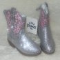 Cowboy Boots LITTLE KIDS Size US 12 Silver Pink detail Sparkle Glitter By Pawz