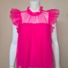 Anthropologie Sunday in Brooklyn Pink Frilled Tulle Ruffle Blouse Size SMALL NEW