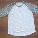 True Classic 3/4 Sleeve Two tone Crew Neck Shirt White & Gray Men Size XL NEW