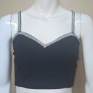 SINCERELY JULES Black With Rhinestones Crop Top Size Med NEW