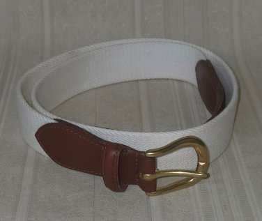 Coach belt 34" / 85 cm, 3880, White & Leather brass buckle