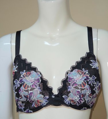 Savage X Fenty Black Lace Floral Underwire Bra Size 38 DD NEW