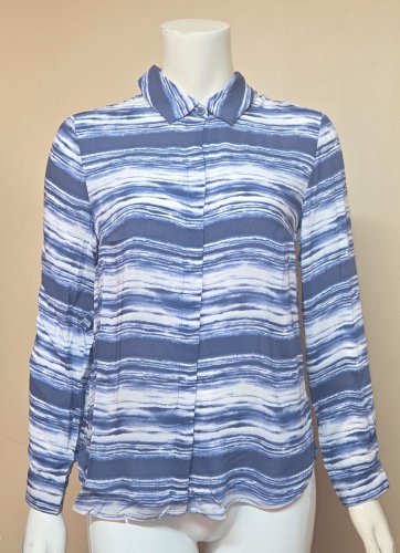 SOFT SURROUNDINGS Palm Coast Painterly Blue Shirt SIZE PS NEW Retail $99