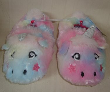 Nicole Miller Fur Faux Rainbow Unicorn Slipper TODDLER Size US 7/8 NEW Cute!