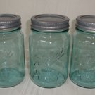 Ball Perfect Mason Glass Canning Jar with 3 lid + 3 rings. Pint Lot Of 3 Vintage