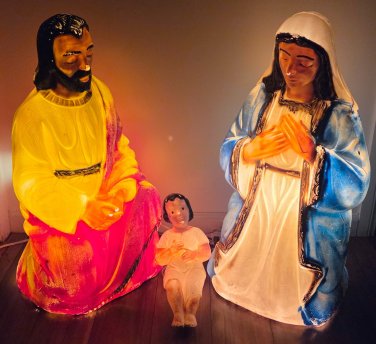 Vintage  31" Nativity Christmas Blow Mold Jesus Joseph Mary General Foam