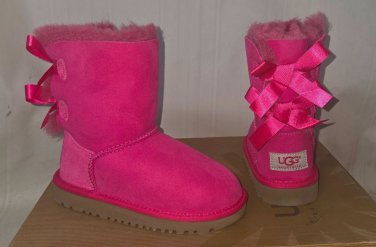 UGG Bailey Bow Pink Suede Boot Mismatch KIDS Size 10 Left / Right 11