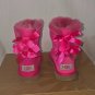 UGG Bailey Bow Pink Suede Boot Mismatch KIDS Size 10 Left / Right 11